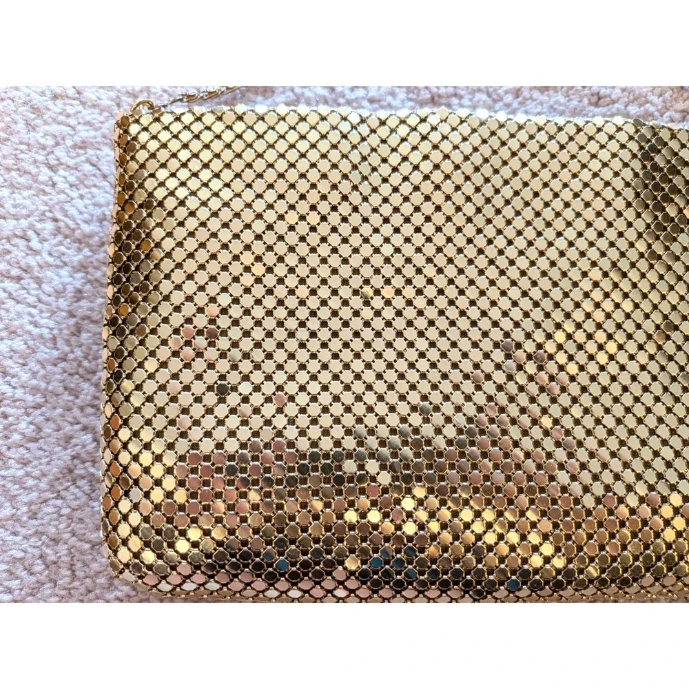 Vintage NWT Allan Edward Gold Mesh Evening Clutch Shoulder Crossbody Bag